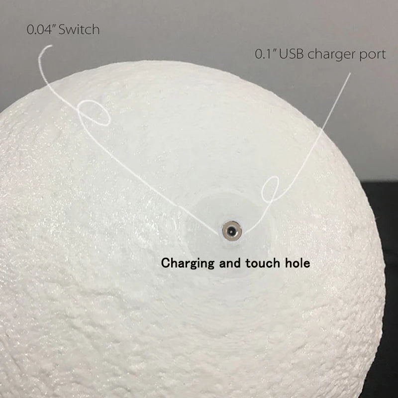 3D printed moon lamp realistic design
