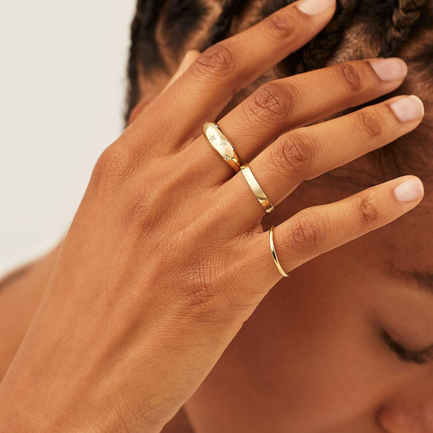 Gold stacking rings lifestyle
