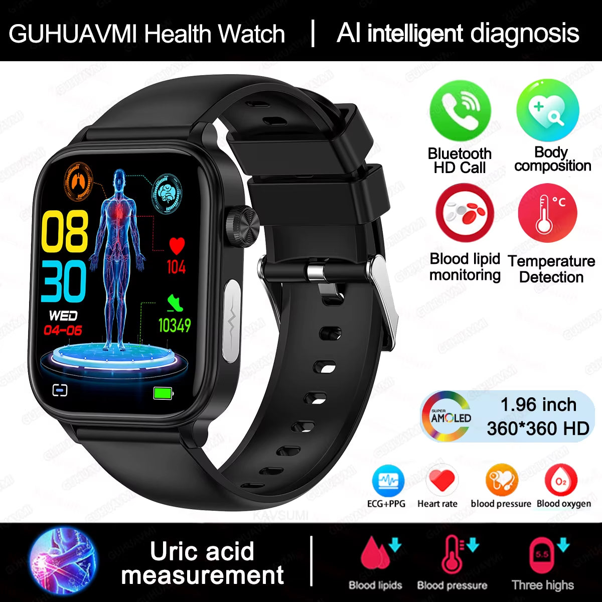 Health smartwatch body tracking