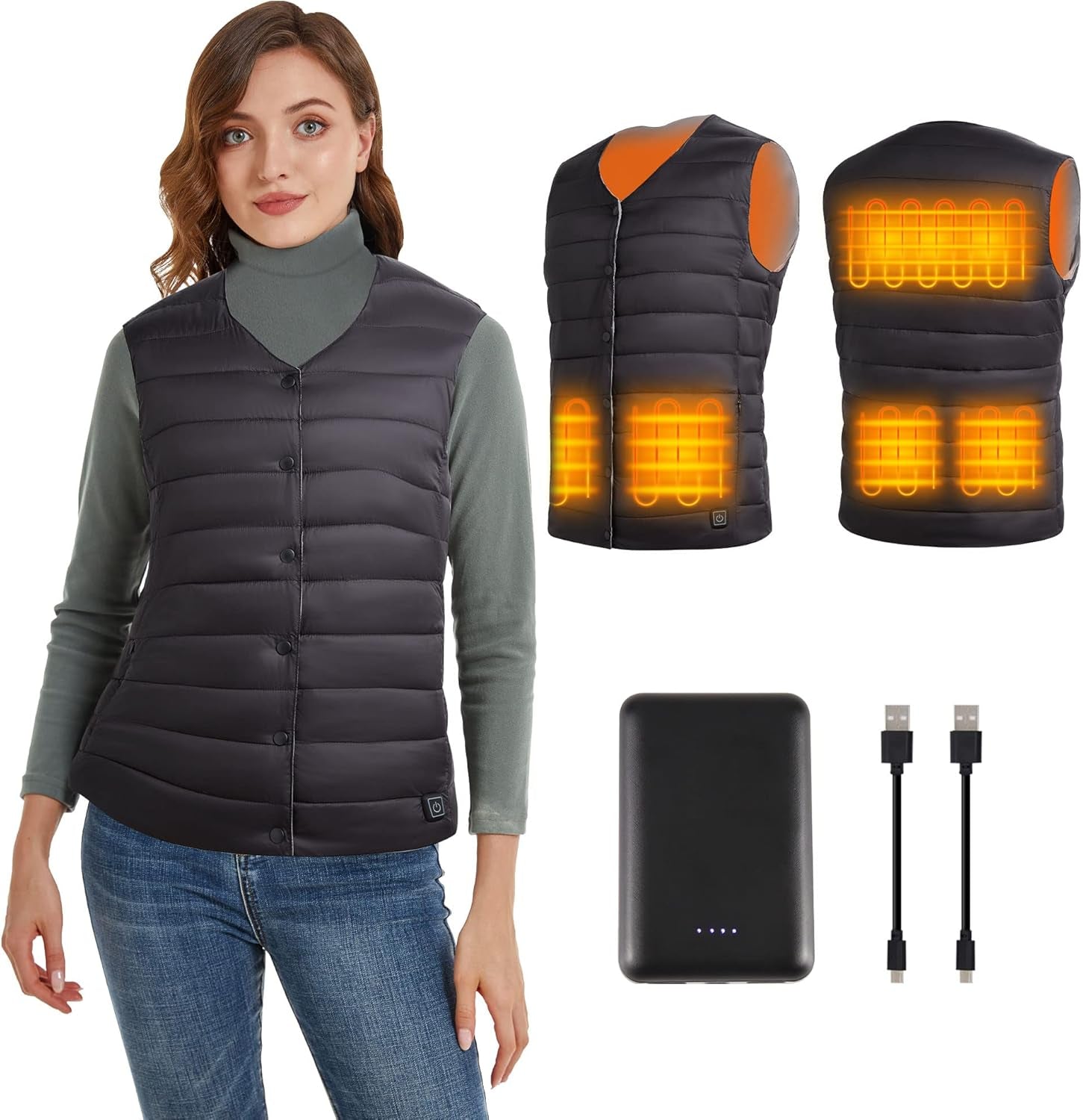 USB heated vest women rechargeable