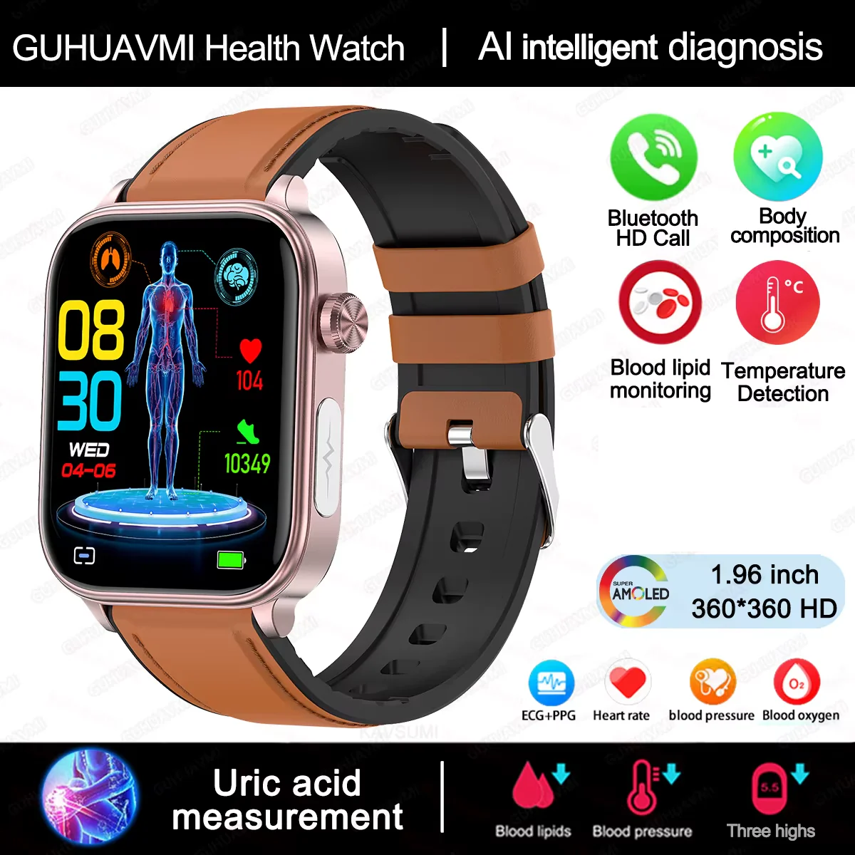 Health monitoring smartwatch women