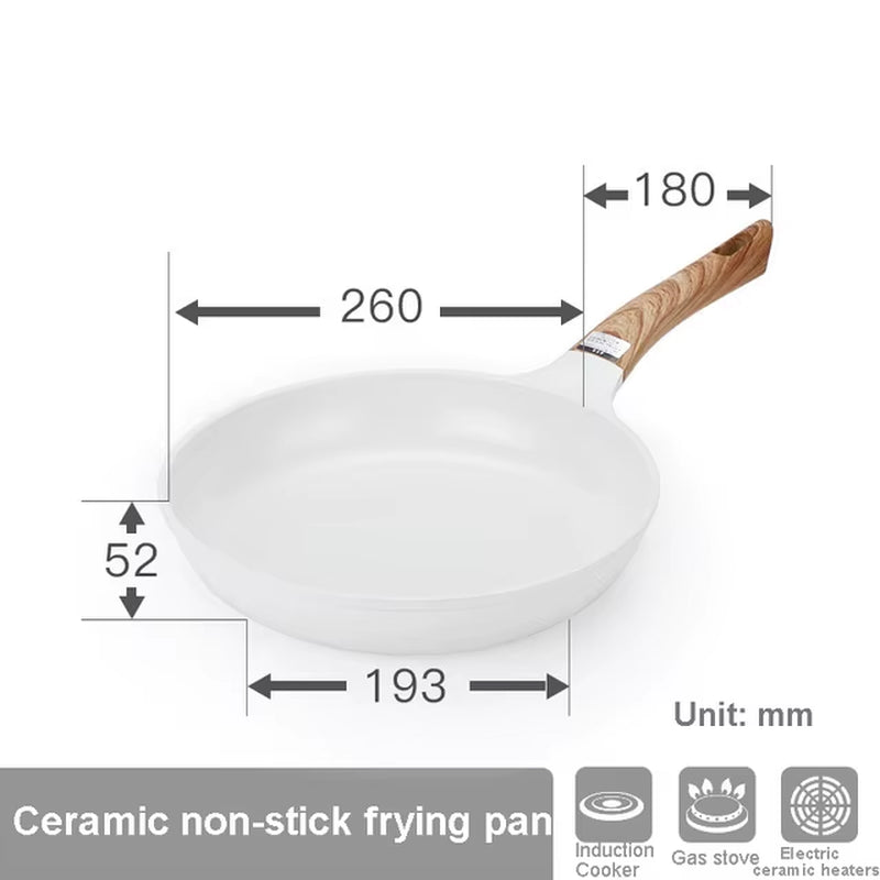 White Ceramic Frying Pan Korean Cookware Set Pot And Non Stick Cooking Pan Set Breakfast Deep Fryer Japanese Kitchen Enamel Pan