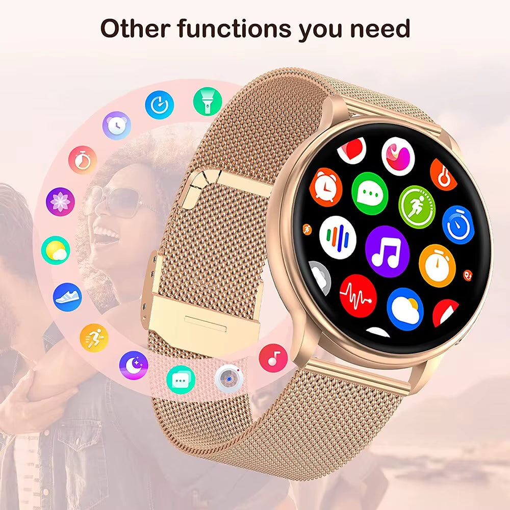 Women fitness tracker smartwatch steel