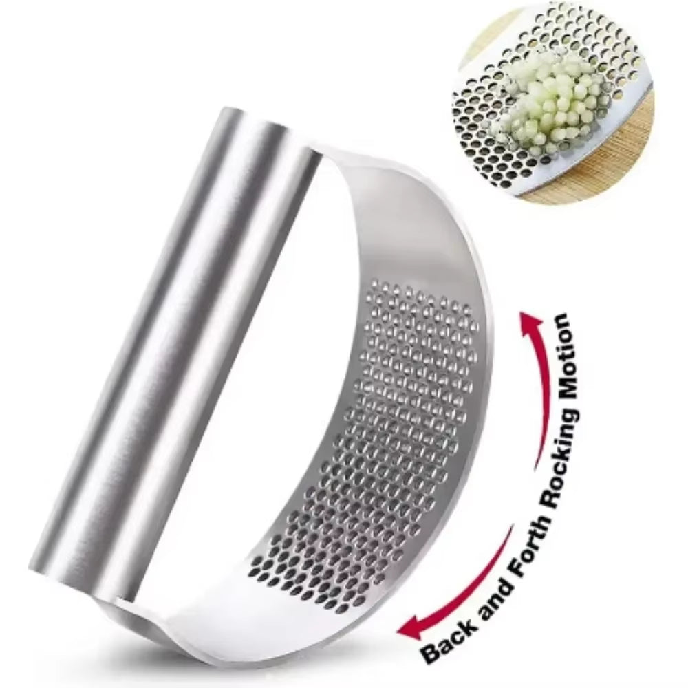 Durable metal garlic press for cooking