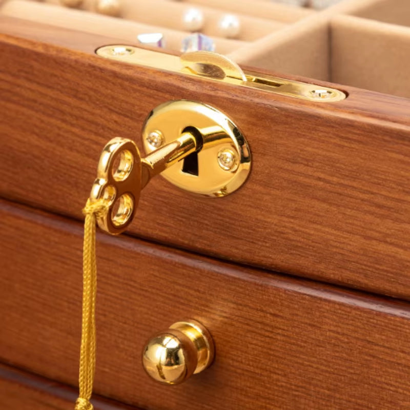 Wood Jewelry Box Big Size Ring Necklace Earrings Jewelry Box Organizer Drawer Bracelet Display Stand Women Accessories Storage