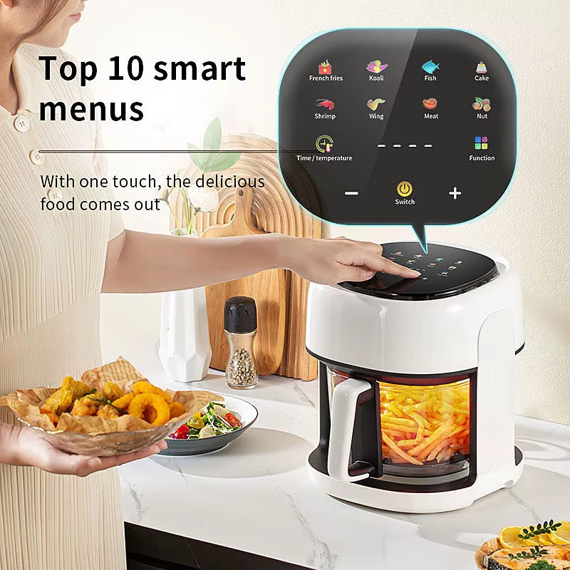 Smart Air Fryer Electric visual window 4.5L Oil-free Air Fryer Automatic Household Kitchen 360°Baking Convection Oven Air Fryers