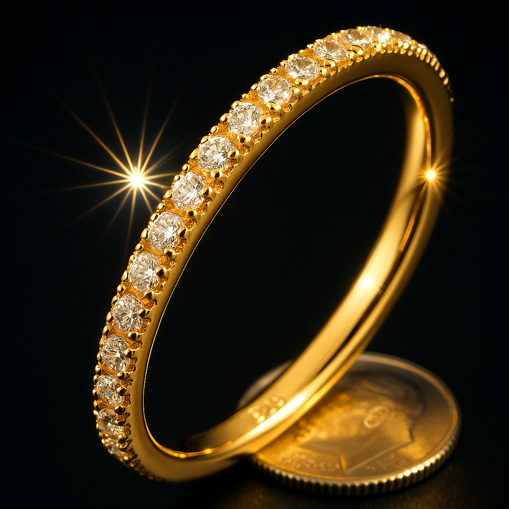 Sterling Silver Eternity Ring - 14K Gold Plated