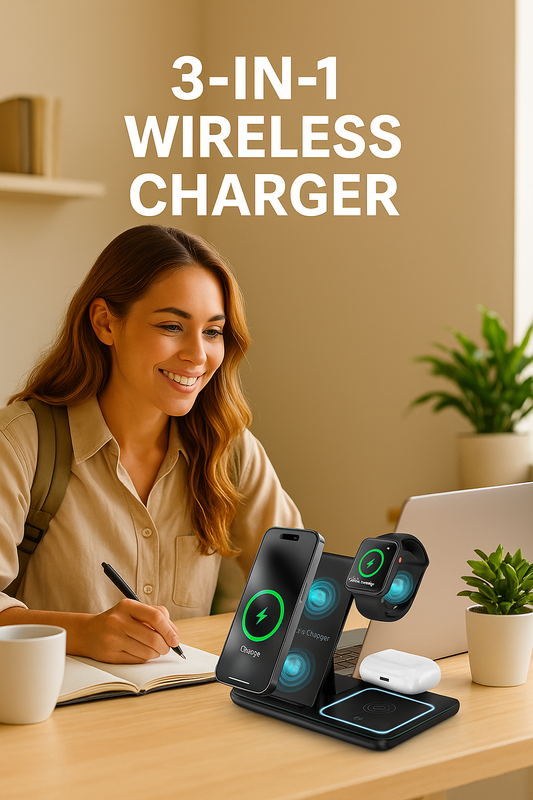 Wireless 3-in-1 Charging Station - Fast Apple Device Charger