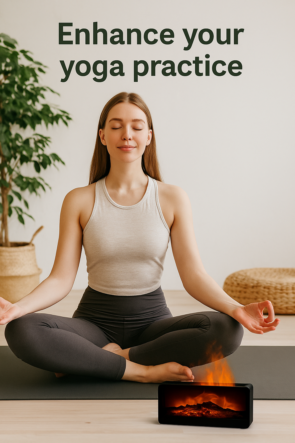 Women yoga flame aromatherapy diffuser 3D effect