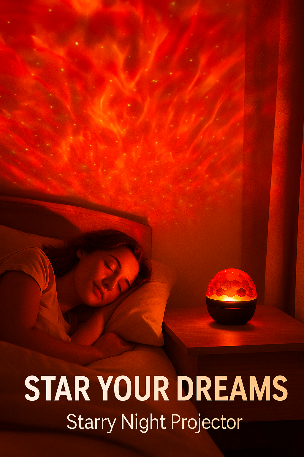 Women galaxy projector aurora effects bedroom