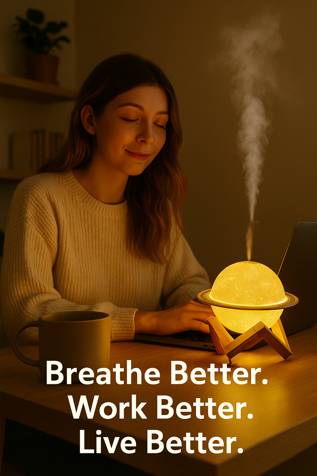 Zen workspace women moon lamp humidifier 3D LED night light