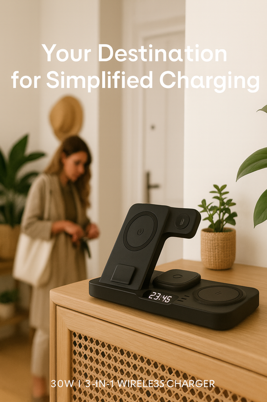 30W Digital Clock Wireless Charger RGB Night Light Fast Charging Station For Smartphone  Pro  Watch Stand