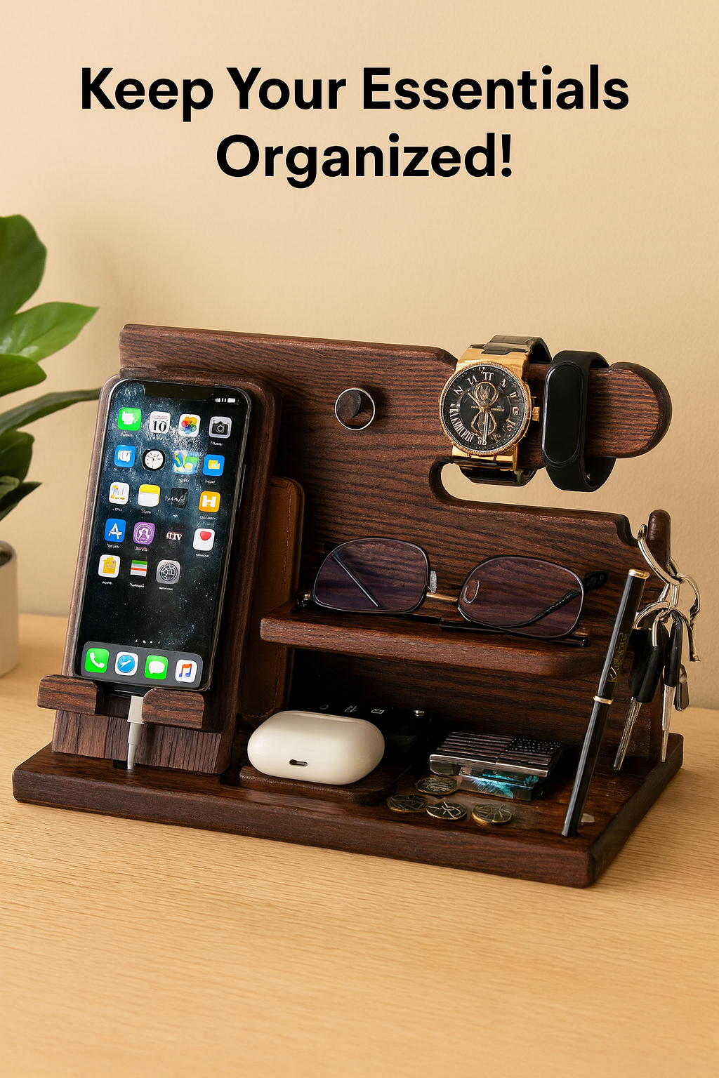 Elegant Wood Phone Docking Station
