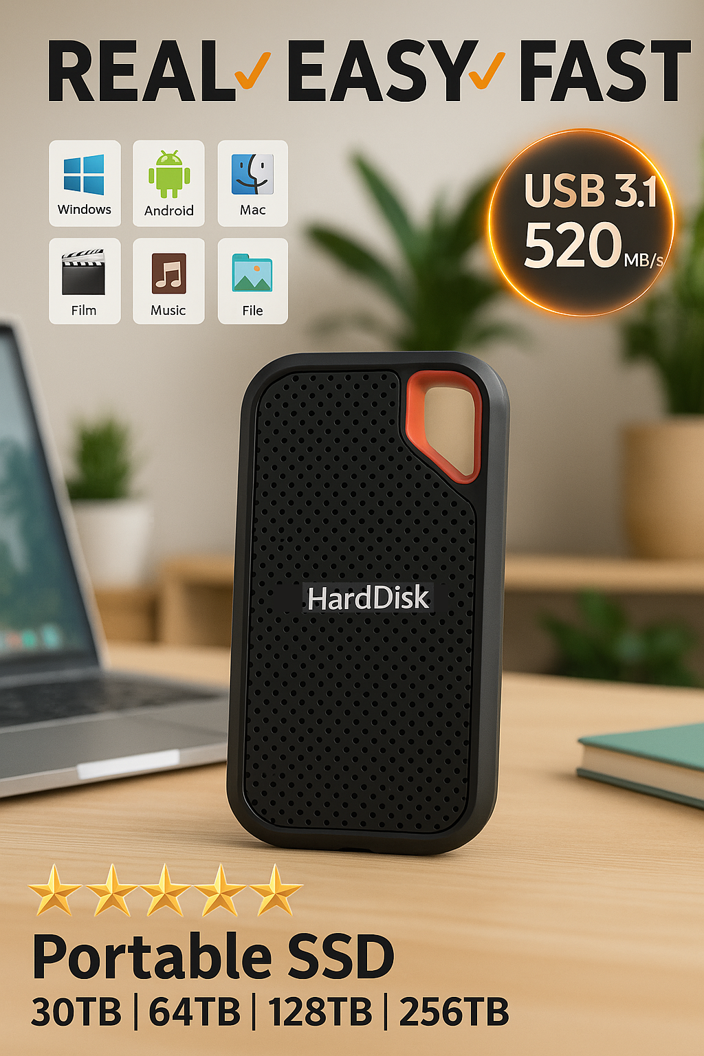 Professional SSD Drive - High-Capacity External Storage for Creative Professionals - 30TB 64TB 128TB 256TB