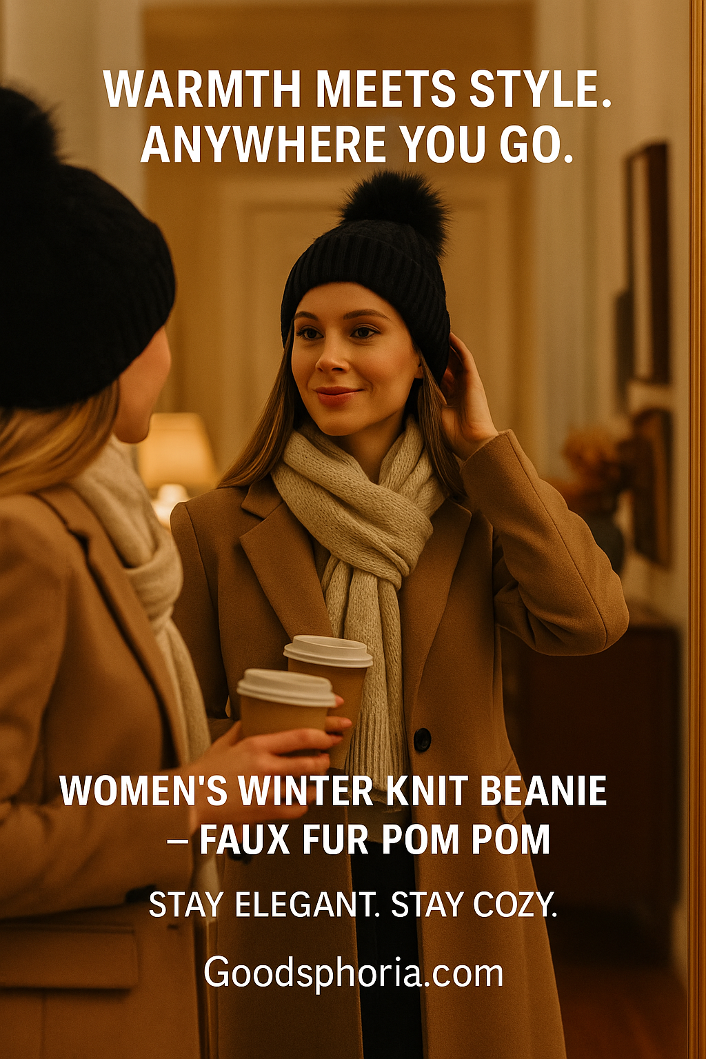 Luxury Knit Beanie with Faux Fur Pom Pom
