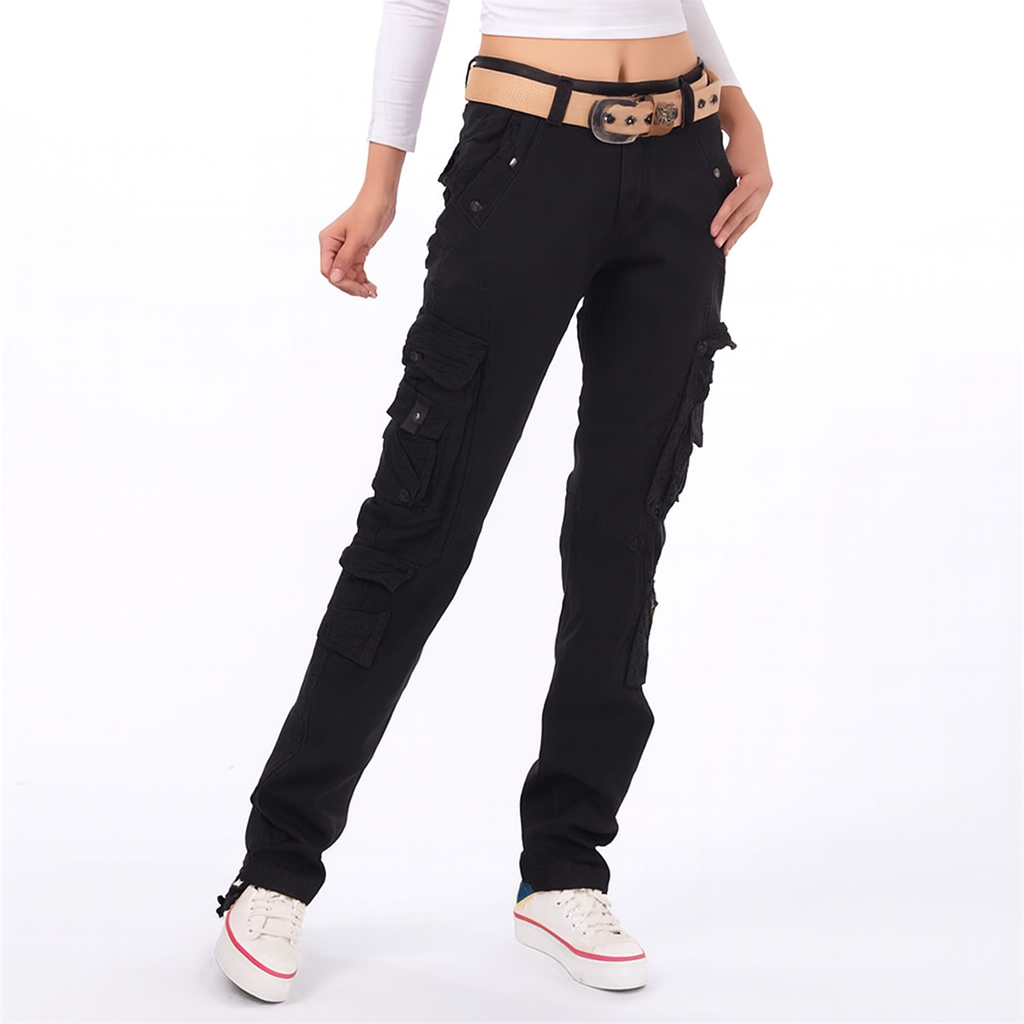 Black cargo pants for women - alternative angle