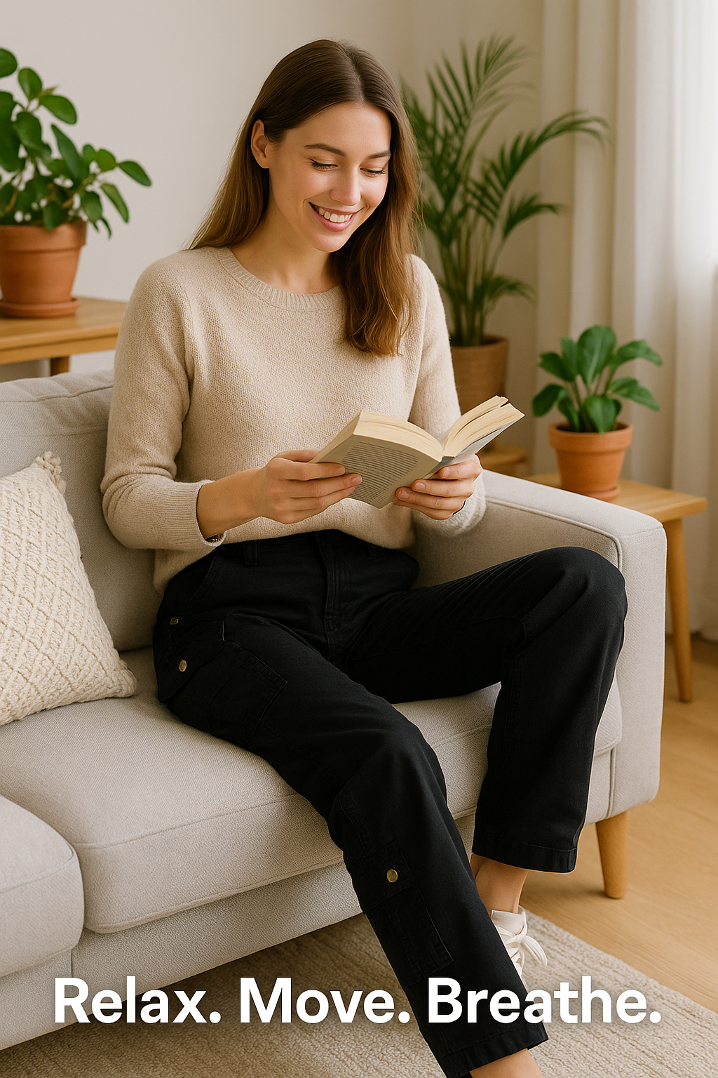 Black cargo pants for women - alternative angle
