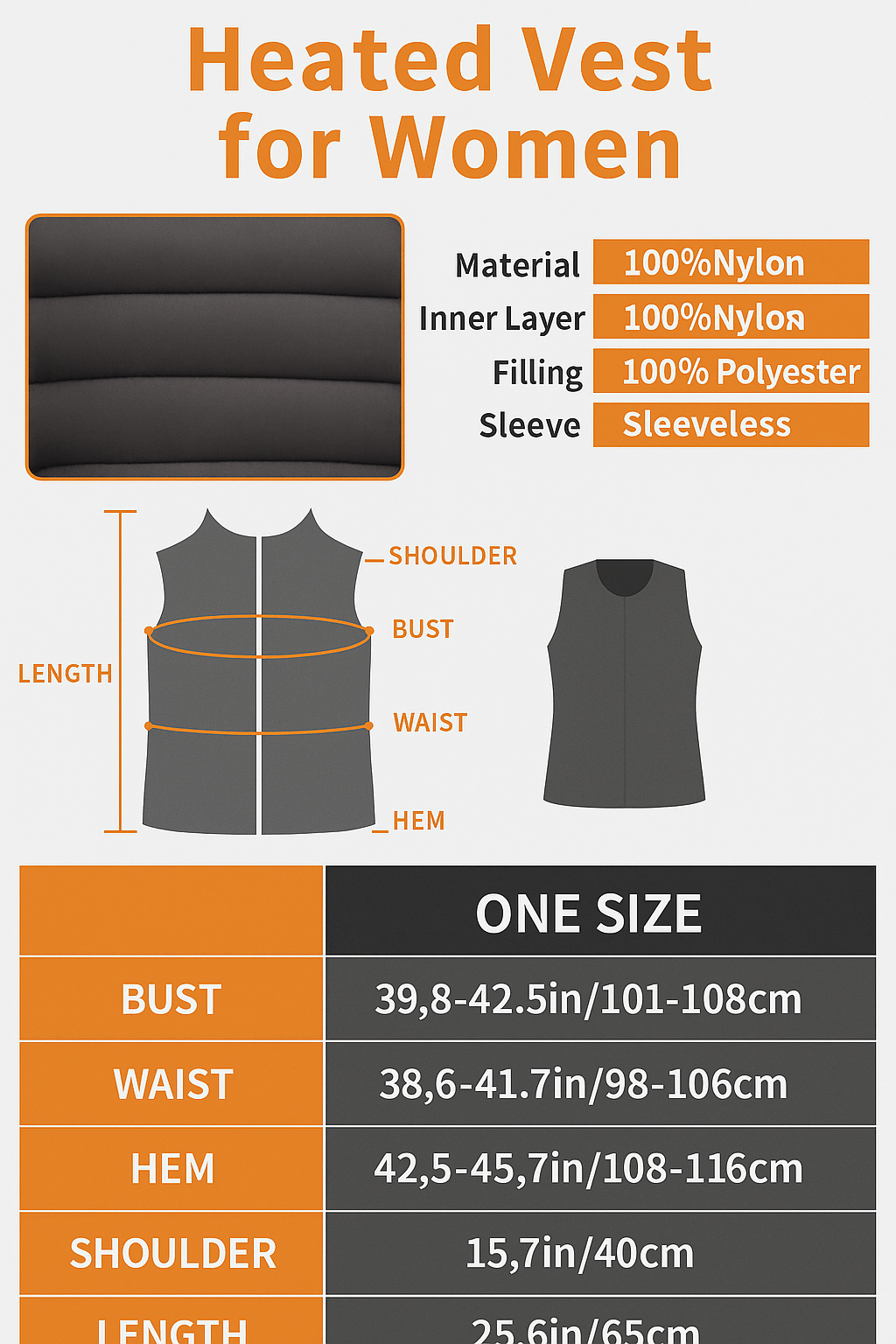 Women heated vest winter clothing