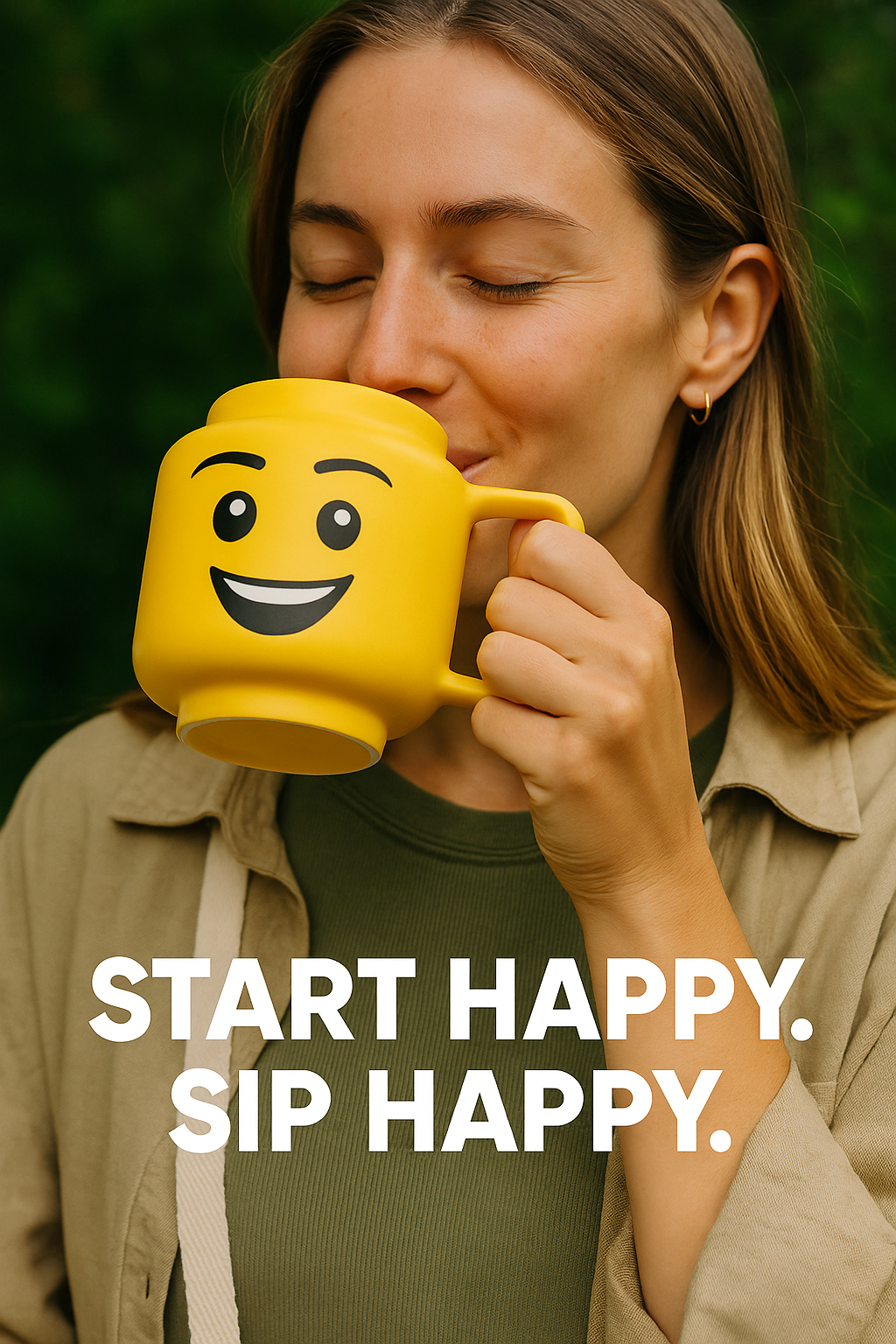 Cartoon ceramic mug with smile design - eco-friendly 250ml - GOODSPHORIA