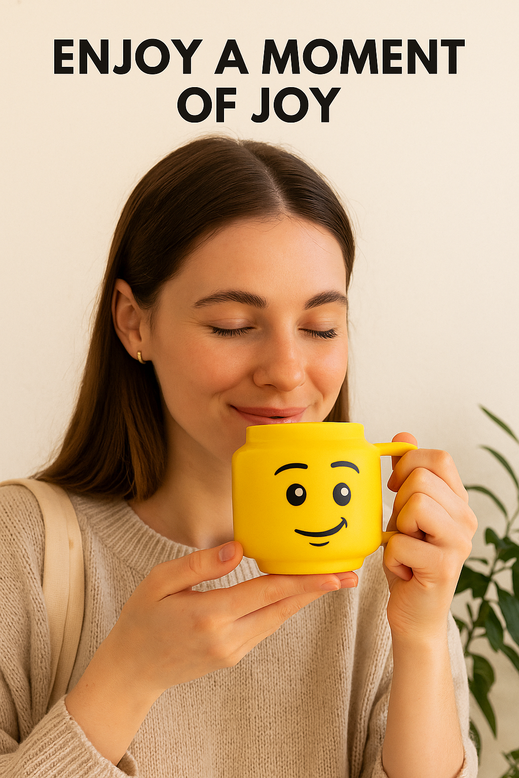 Cartoon ceramic mug with smile design - eco-friendly 250ml - GOODSPHORIA