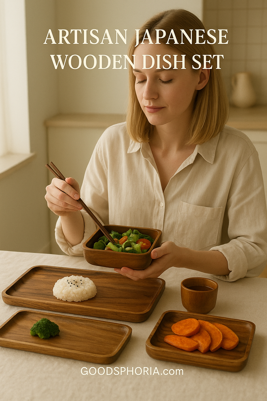 Artisan Japanese Wooden Dish Set - Elegant Dining Experience