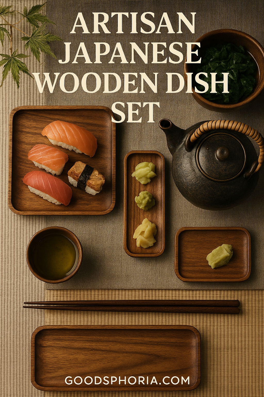 Artisan Japanese Wooden Dish Set - Elegant Dining Experience