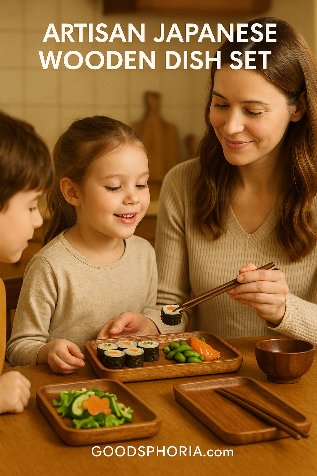 Artisan Japanese Wooden Dish Set - Elegant Dining Experience