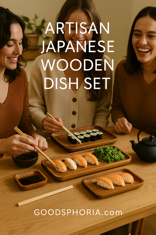 Artisan Japanese Wooden Dish Set - Elegant Dining Experience