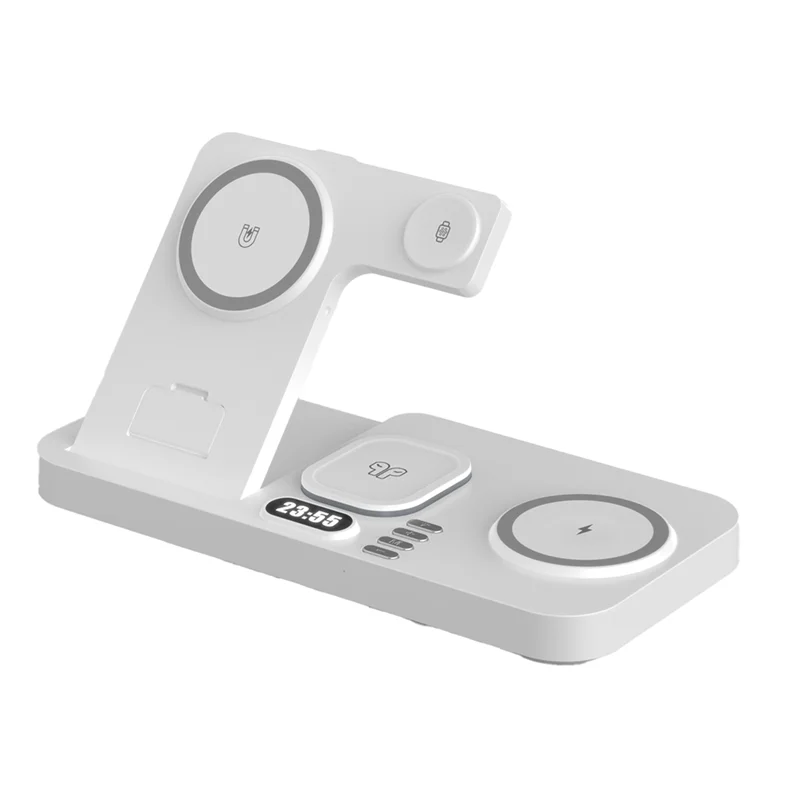 B50B-30W Digital Clock Wireless Charger RGB Night Light Fast Charging Station For Smartphone  Pro  Watch Stand