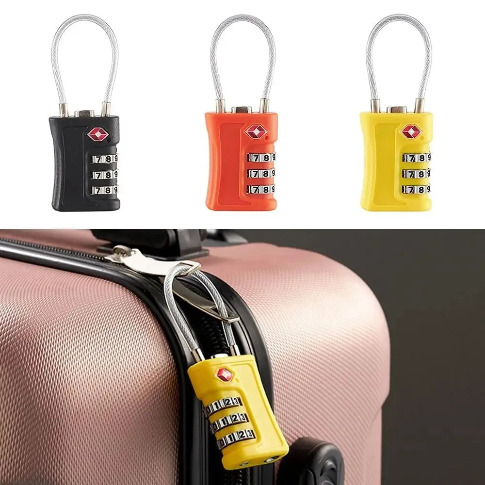 Resettable 3-digit password lock mechanism - TSA-approved luggage security system