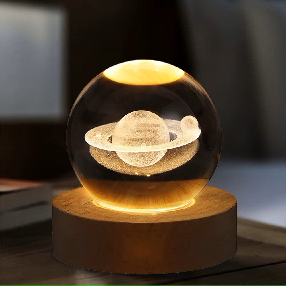 Galaxy projection crystal lamp wooden