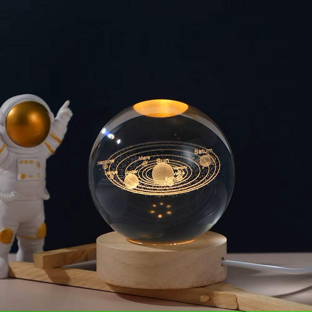 Galaxy projection crystal lamp wooden