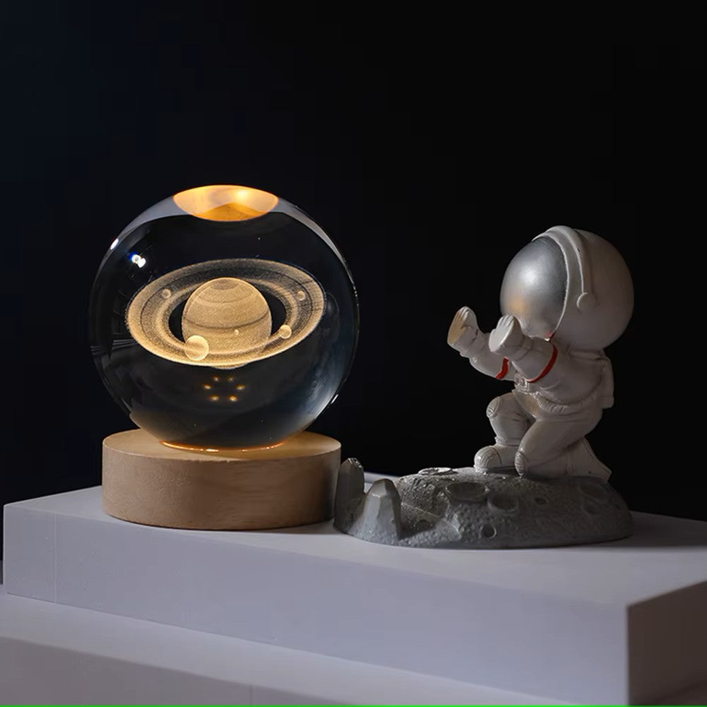 Galaxy projection crystal lamp wooden saturn