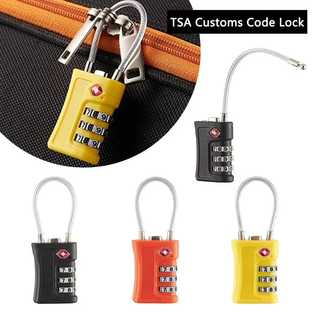 TSA travel lock shown from multiple angles - compact 37g security solution