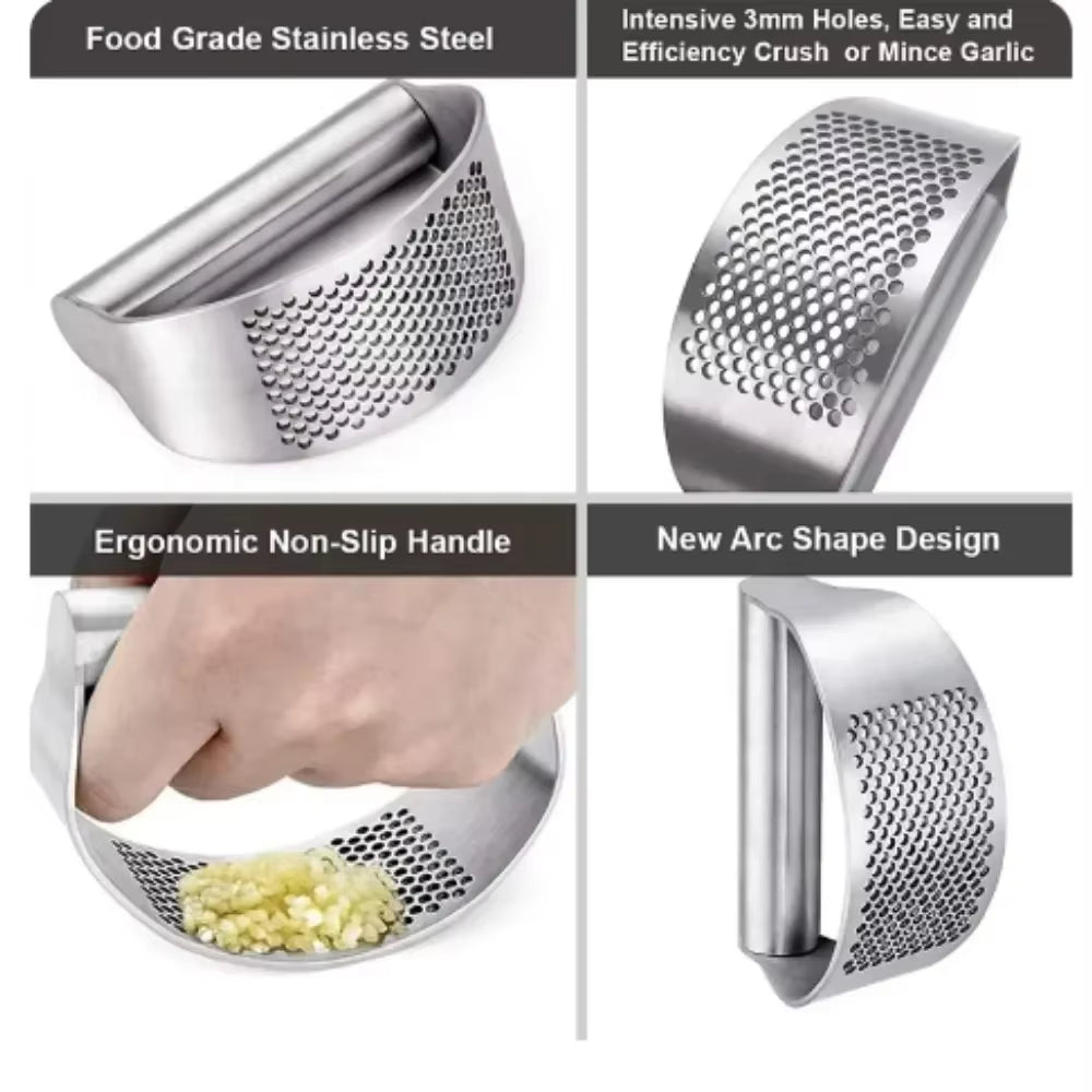 Garlic press mincer tool in use demonstration