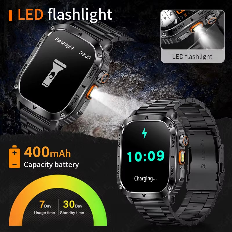 LED flashlight 7-day-usage-time 30-day-standby smartwatch