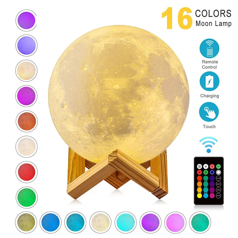 LED night light 3D moon sanctuary