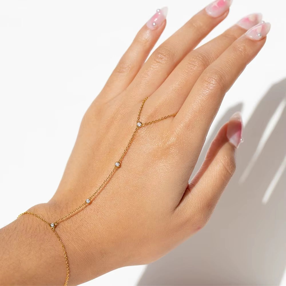 18K gold plated hand chain bracelet