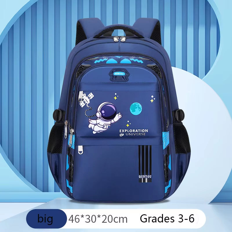 Kids Explorer Backpack Waterproof School Blue Bag with Space Design - GOODSPHORIA