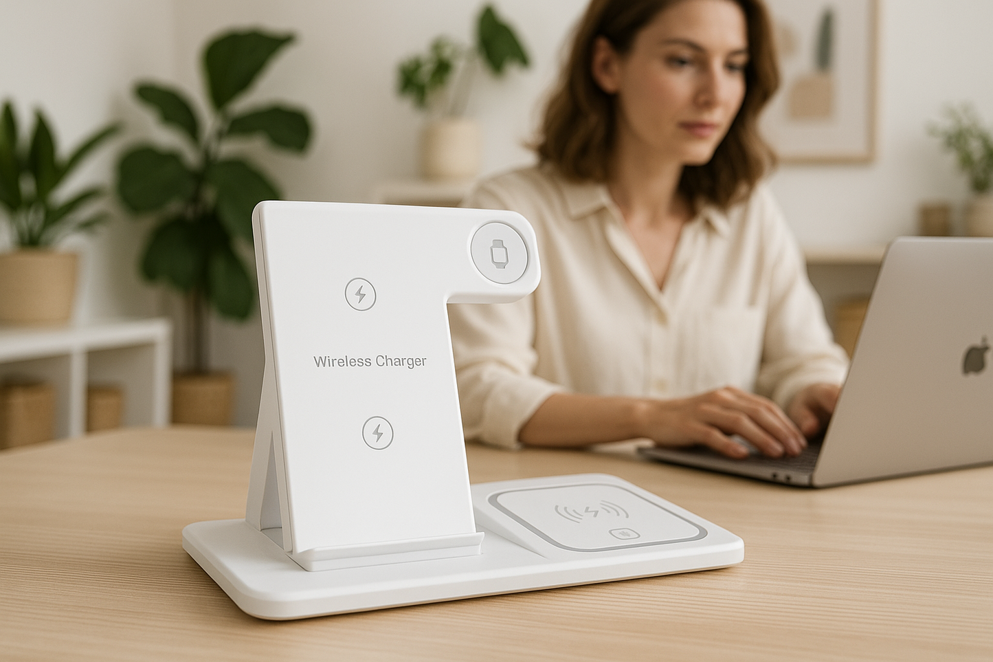 10W - 3-in-1 Wireless Pliable Charging Station - Fast Apple Android Device Charger