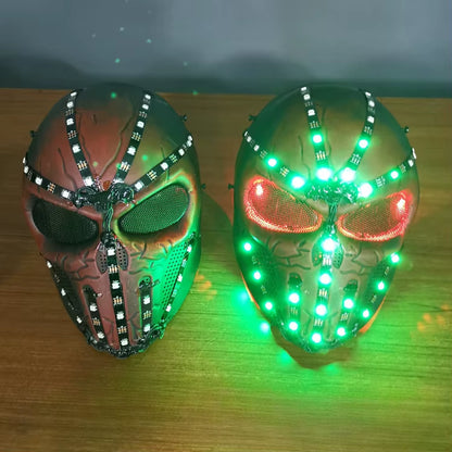 Europe and the United States Halloween LED Light Mask Black Panther Party Skull Mask Masquerade Party COS Performance Headgear