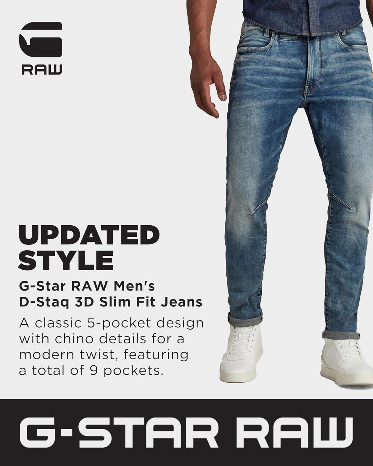 PANT001 - Men's G-Star Raw D-STAQ 3D Superslim Jeans - Rink Superstretch Fit, 34W x 36L