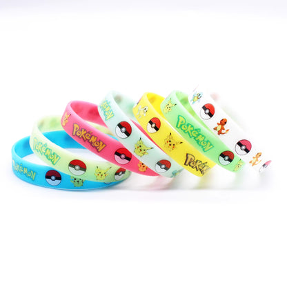 Pokemon Pikachu Figures Glow Silicone Bracelet Anime Toys Wristband Bracelets Cosplay Accessoires Boys Girl Birthday Party Gift