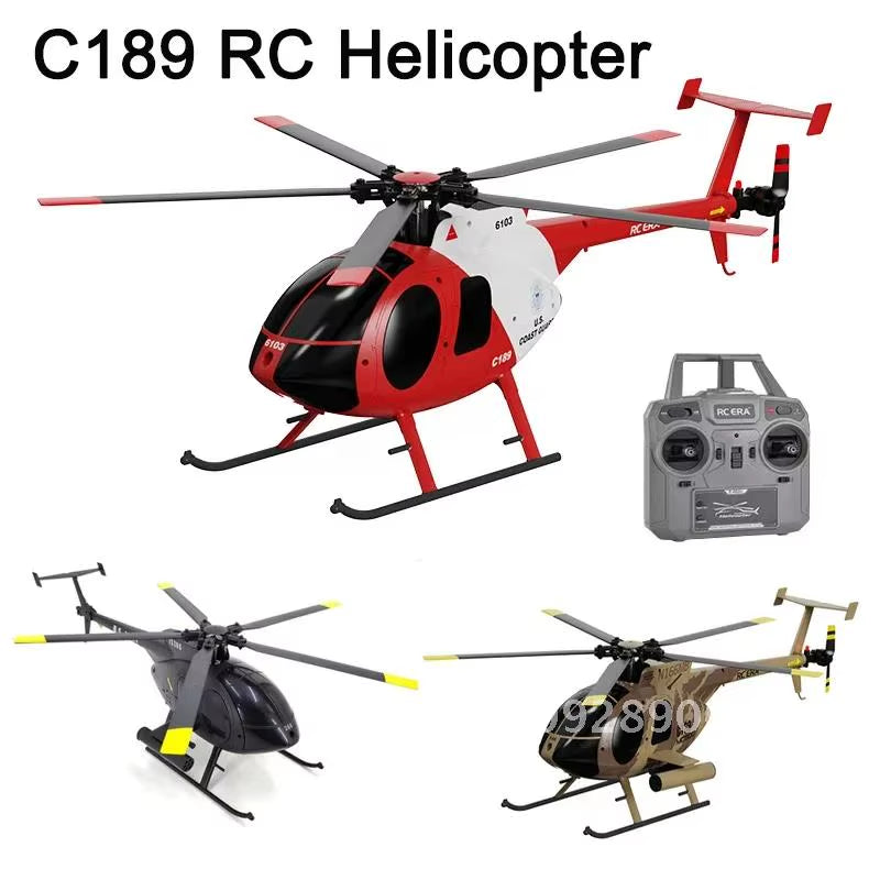 1:28 C189 RC Helicopter MD500 Brushless Motor Dual-motor 6-Axis Control Aircraft Takeoff/landing Toy One-click Model Gyro Remote