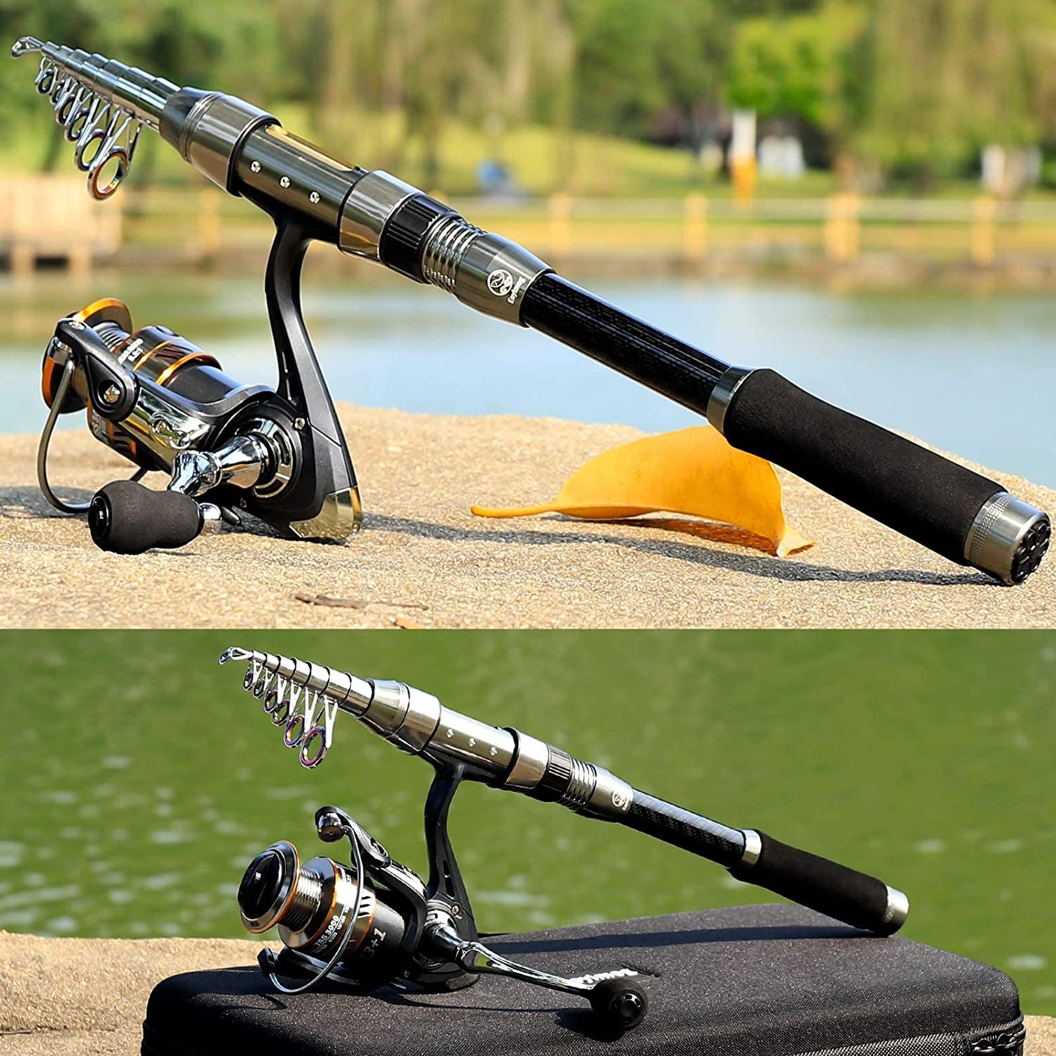 Telescopic Fishing Rod and Reel Combo, Carbon Fiber Fishing Pole Kit for Kids Adults Portable Fishing Poles and Reels for Saltwater Freshwater with Fishing Accessories