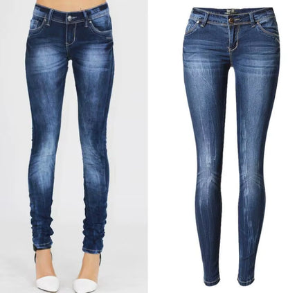 Women'S Tight Denim Pencil Pants, Low Waisted Jeans, Tied Dyeing Women Jeans