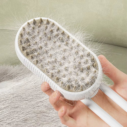 TEC010 - Pet Steam Brush: USB Rechargeable, 3-in-1 Grooming for Short & Long Hair