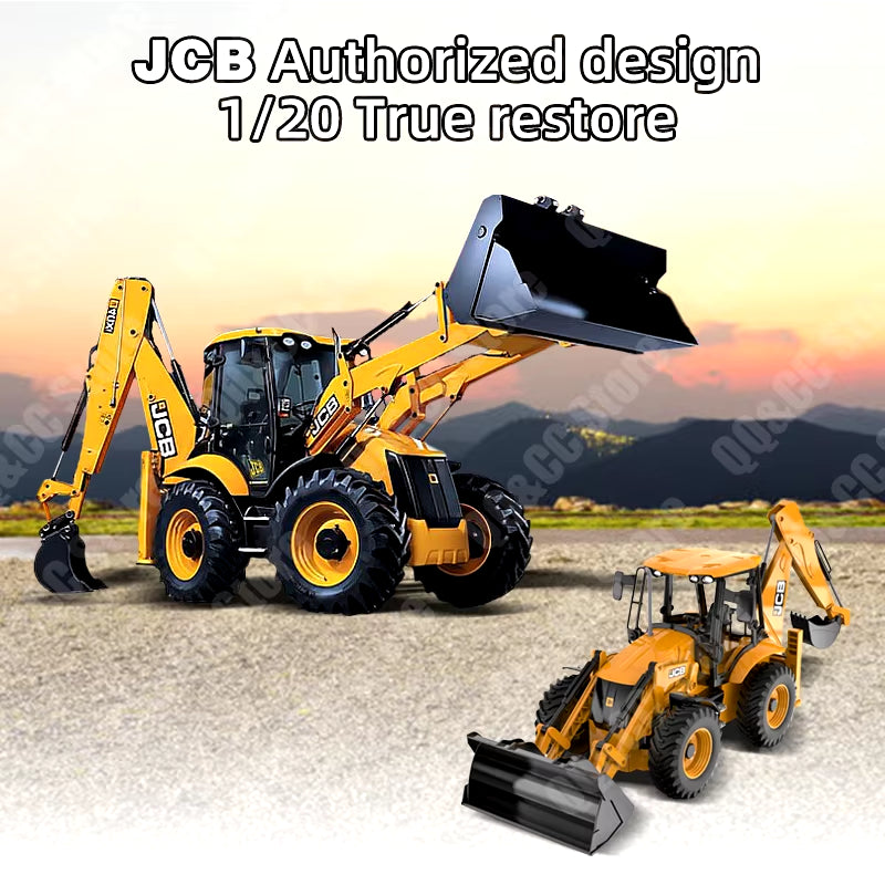 E589 RC Backhoe Loader 1:20 Excavator Remote Control Car Engineering Vehicle Truck Model Bulldozer Trailer Toy for Boy