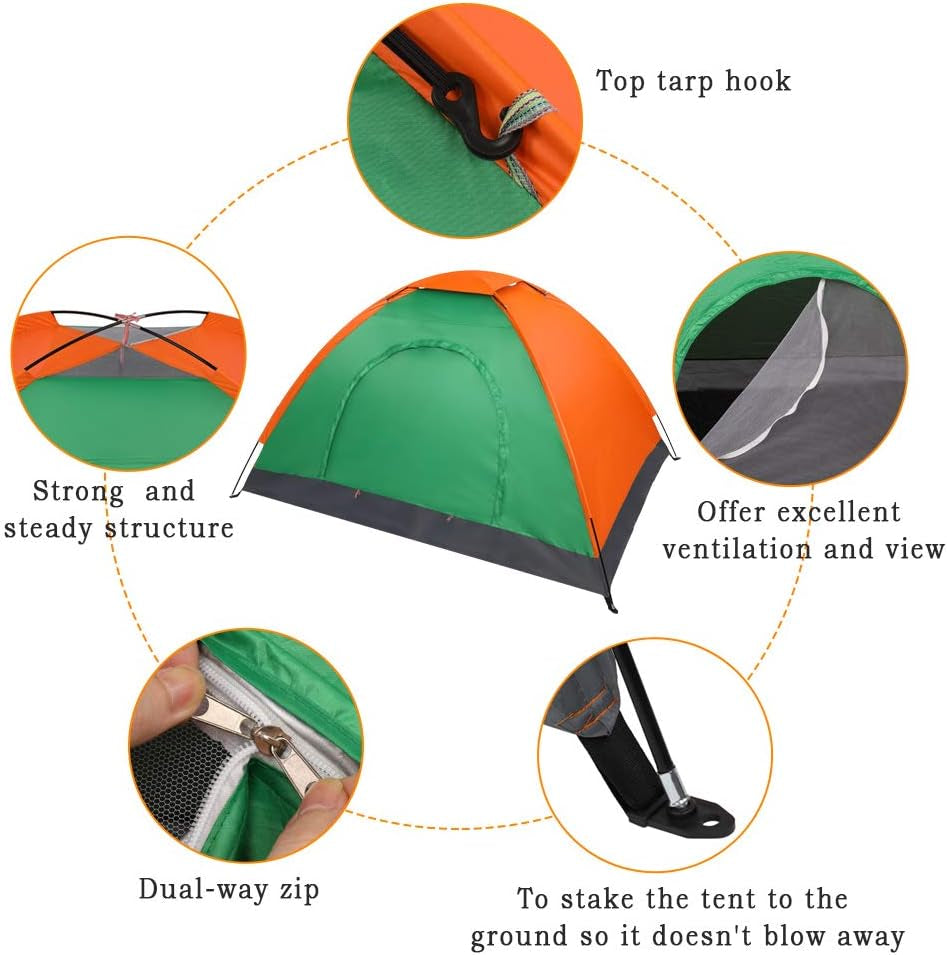 Camping Tent,Waterproof Camping Dome Tent for Outdoor Beach Camping Hiking Backpacking (2-Person)