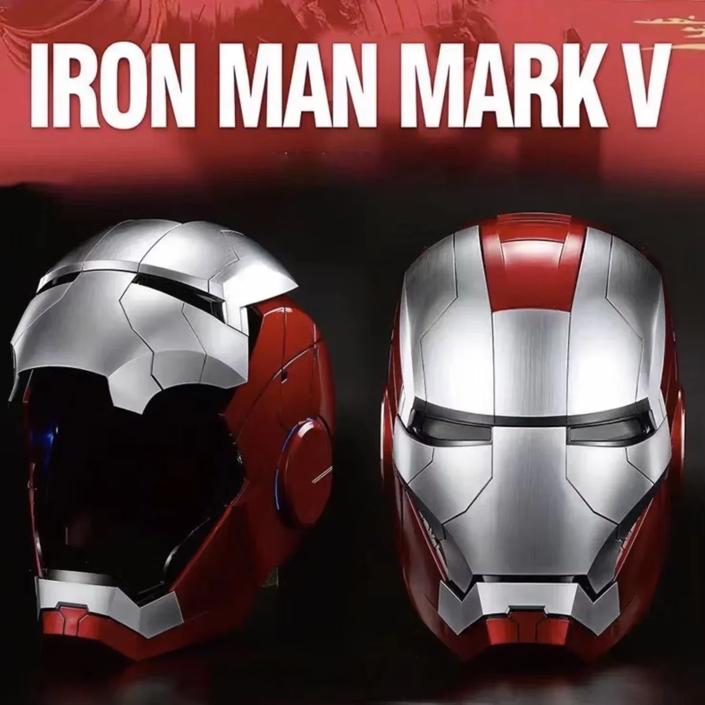 MK5 Iron Man Helmet LED Eyes 1/1 Cosplay Voice Control Avengers Metal Mask Electric Voice Control Helmet Boy Toys Birthday Gifts